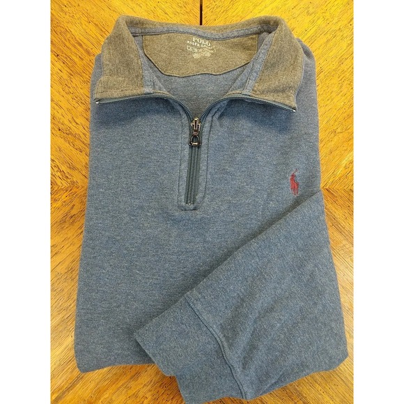 Polo Ralph Lauren Men's Estate Rib 1/4 Zip Pullover Sweater Size XL Heather Blue - Picture 1 of 11